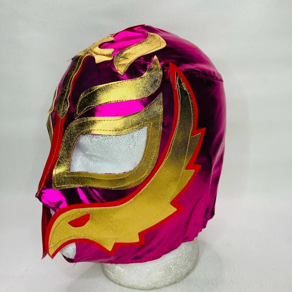 Disfraz de Luchador Mysterio Niños Talla Lucha Máscara Cosplay Colores Rosa y Dorado Foto 3 de 4