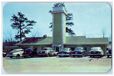 c1950's Pig Drive Inn Hotel & Restaurant Classic Cars Athens Georgia GA Postcard