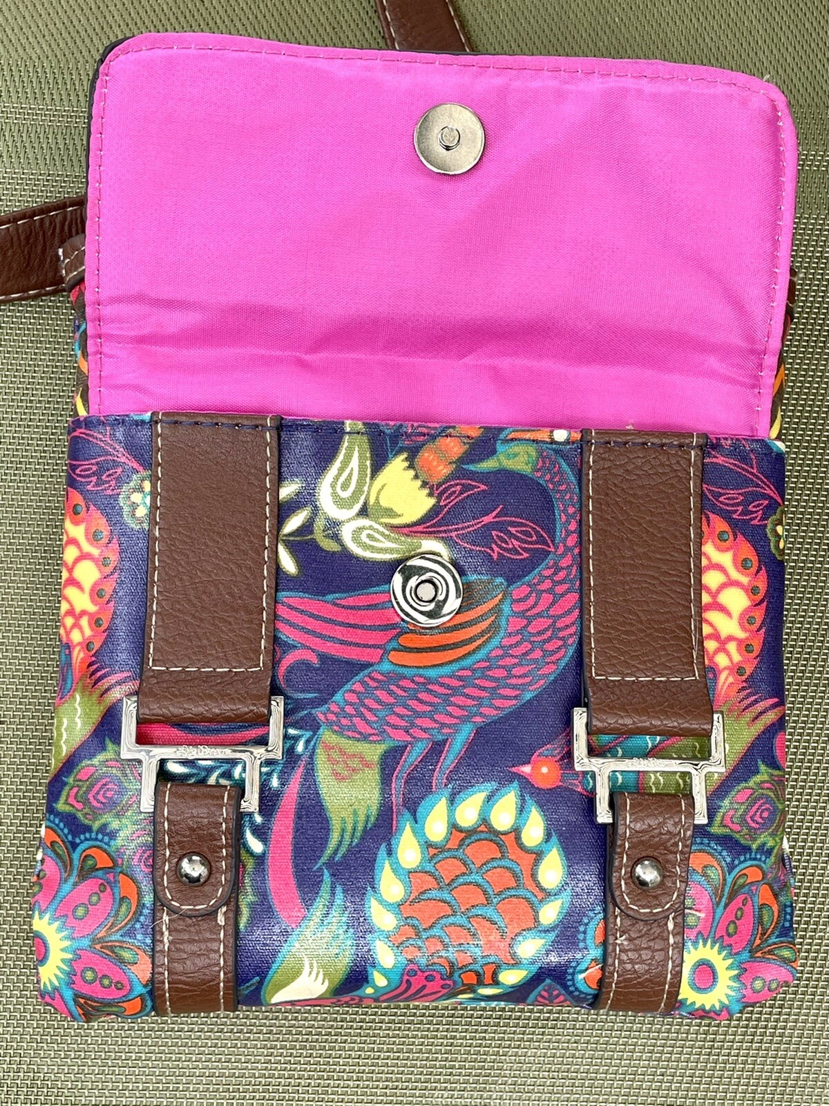 Vintage Boho Crossbody Handbag LILY BLOOM Flap Over Z… Gem