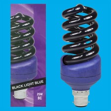 2x 25W UV Ultraviolet Blacklight Low Energy CFL Light Bulb, B22, Nightclub Lamp