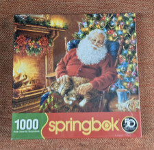 Santa's Cat Nap Jigsaw Puzzle 1000 Piece Toy Game 2014 Springbok Christmas