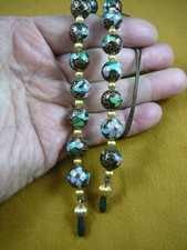 E-66-124 Brown Cloisonn Eyeglass leash holder gold necklace lanyard beaded