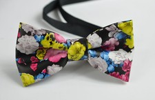 New Men Women Faux Leather Fashion Flowers Pattern Bow Tie Bowtie Wedding Party