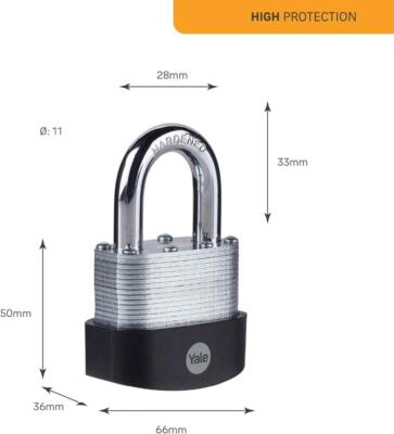 YALE Weatherproof Maximum Security Padlock - Hardened Steel With 3 Keys 1 thumbnail image