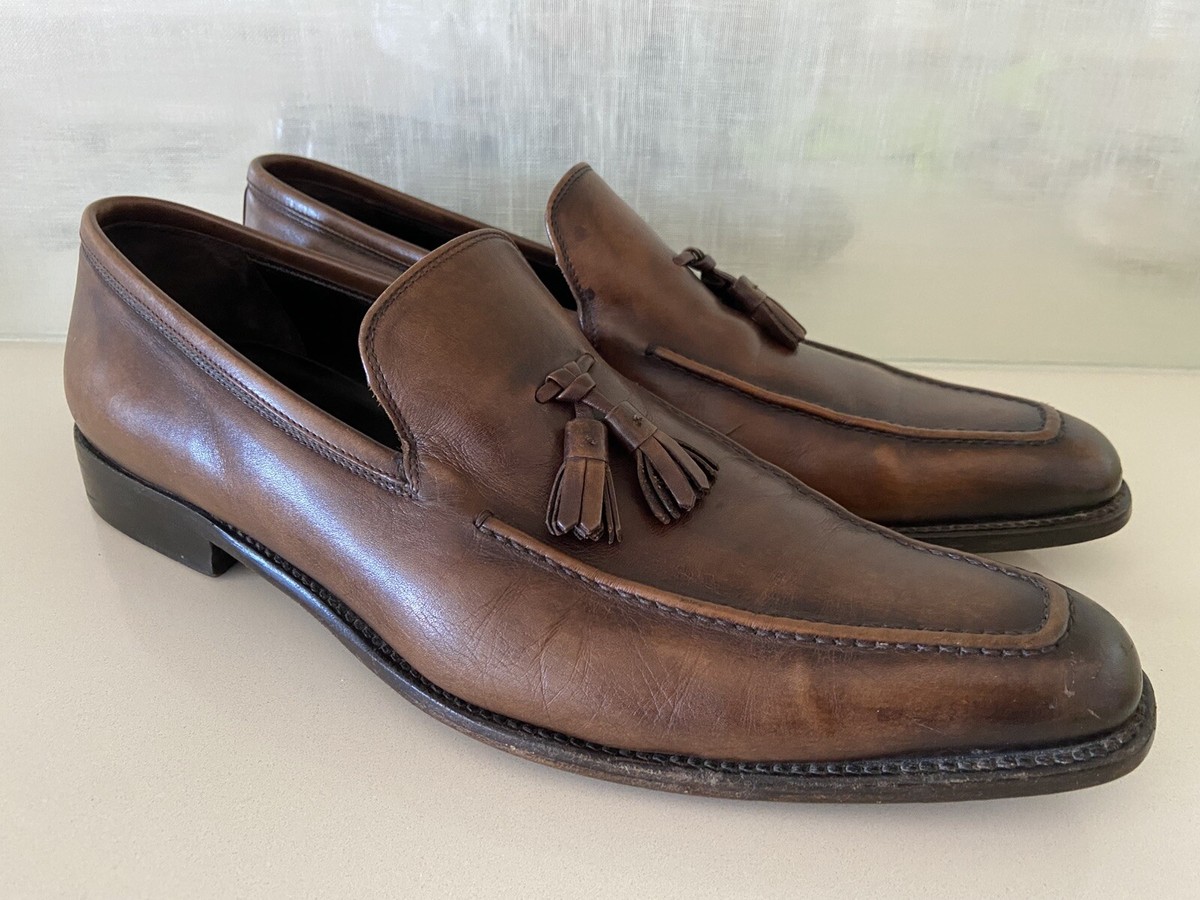 Zegna Tassel Loafers In Brown Leather Ochre Men