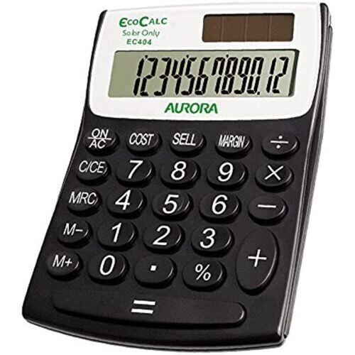 Aurora Electronics EC404 Basic Desk Large Button Calculator Desk Solar Powered