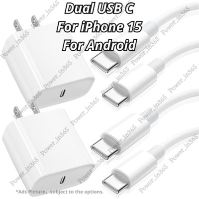 20W USB C Fast Charger PD USB C Cord Type C Power Adapter For iPhone 15 iPad Pro