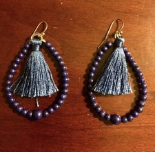 Barse Sterling Silver/Stone Tassel Earrings N...