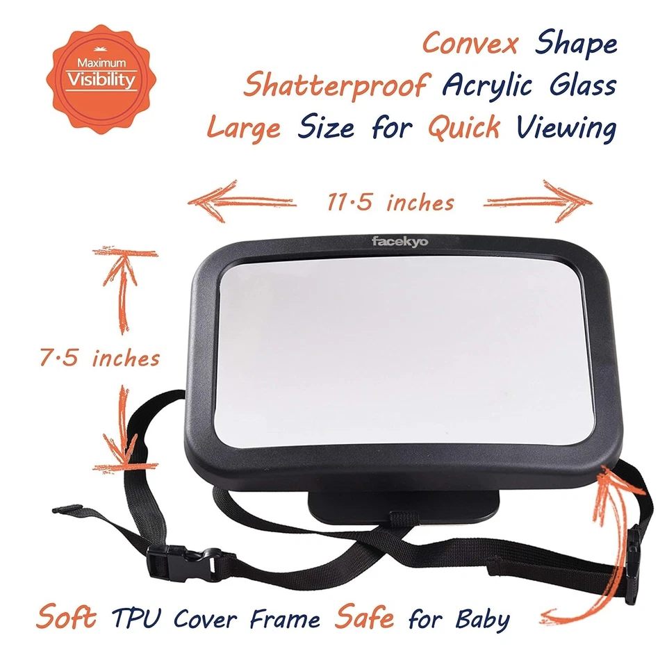 Seat Baby Rear View Mirror Adjustable Car Seat Safety for Infant Child Toddler - Image 3 of 4