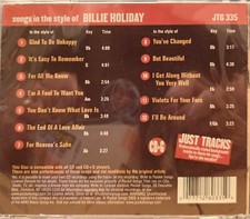 335 BILLIE HOLIDAY   JTG  POCKET SONGS KARAOKE CDG  LOT MI