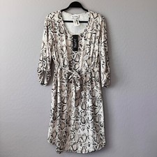NWT Joseph Ribkoff Python Print Midi Dress Tie Waist 3/4 Sleeve Size 12
