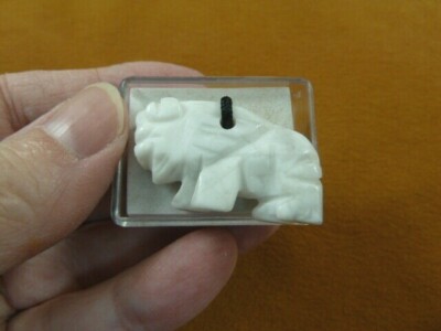 (ann-buf-1) White howlite gemstone BUFFALO figurine PENDANT necklace bison calf