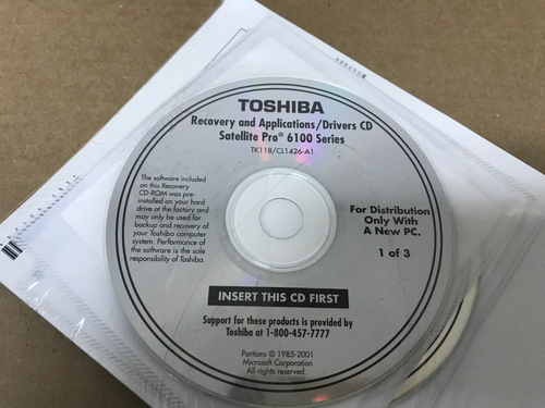 TOSHIBA SATELLITE Pro 6100 SERIES Recovery and Applications /Drivers CD - Picture 2 of 2