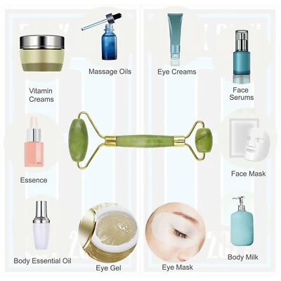EVERESTBEAUTY Jade Face Massage Roller Beauty Tool Facial Eye Neck Body Anti Ageing Therapy
