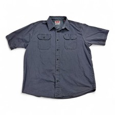 Wrangler Men's Short Sleeve Button-Down Work Shirt L Slate Gray