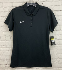 Nike 908426-010 Women's DRI-FIT 100 Polyester Football Polo Shirt Black Small