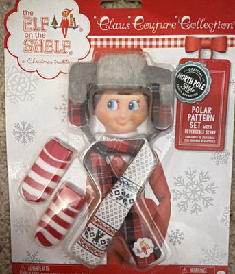 The Elf on the Shelf Claus Couture Polar Pattern Set Hat Scarf Socks Reversible