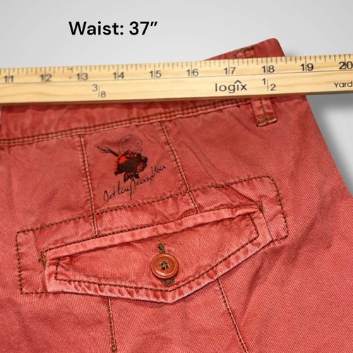 Jet Lag Shorts Herren 38 lachs rosa Canvas Chino Shorts Flatfront Golf Freizeit - Bild 8 von 10