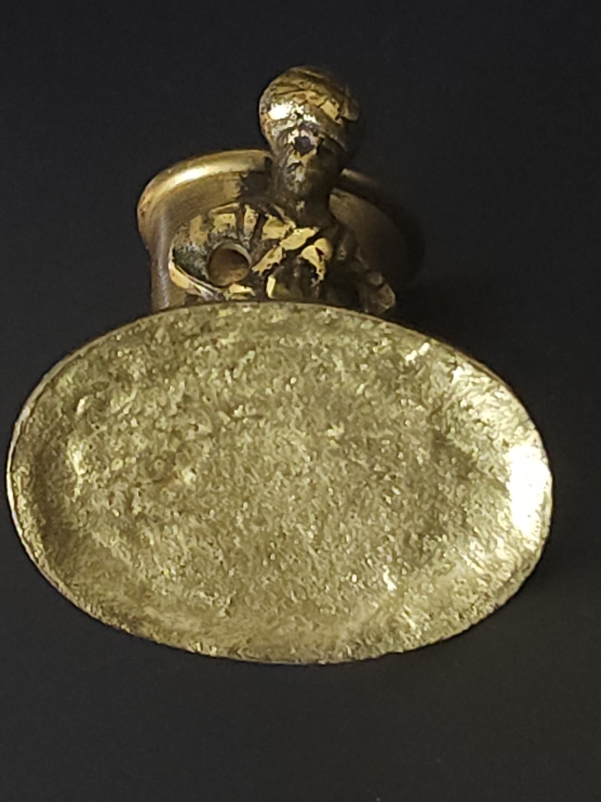 Very Rare!  Antique Rare Thimble Holder c.1905 Solid Brass Boy. 