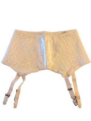 Lacies By Simone 4 Strap Garter Belt, Vintage Satin & Lace Suspender Belt XL