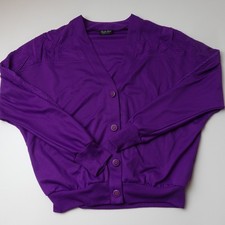 Vintage 80s Women's Purple Cardigan Sweatshirt textured Boxy Small Made in USA