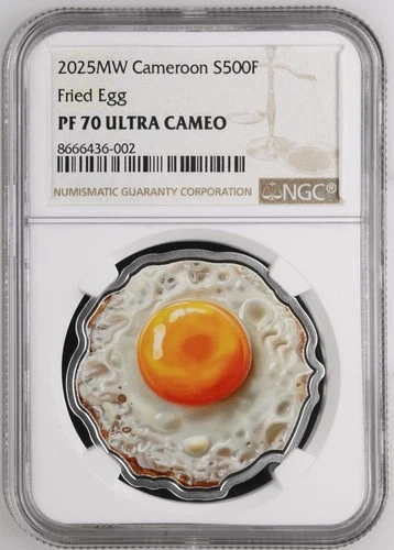 FRIED EGG 2025 500 Francs Cameroon Mint of Poland NGC PF70 UC