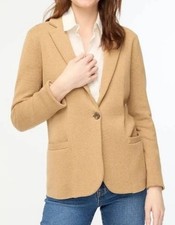 J. Crew Schoolboy Womens Small Sweater Blazer Heather Acorn Tan Cotton