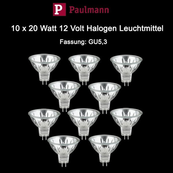 10 X Paulmann 832.44 Halogen Reflektor Birne 20W Gu5.3 Dimmbar Warmweiß-image