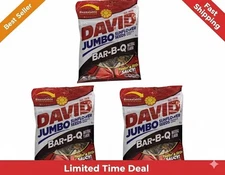 3x DAVID Barbecue Roasted and Salted BAR-B-Q Jumbo Sunflower Seeds 5.25oz 3 PACK