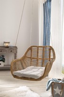HäNgesessel Aus Rattan + Kissen, Korb Sessel, HäNge Matte Sitz Sessel Stuhl