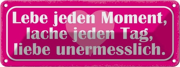 Blechschild 10X27 Cm Lebe Jeden Moment Lache Liebe Dekoration Deko Geschenk Meta-image
