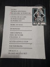 Lista de conjuntos de conciertos originales de Rob Zombie y pase de mano de escenario 2002 Demon Speeding Tour