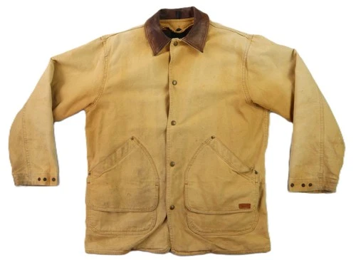 VTG WOOLRICH USA Mens M 48 Canvas Barn Chore Saddle Aztec Wool Lined Coat Jacket