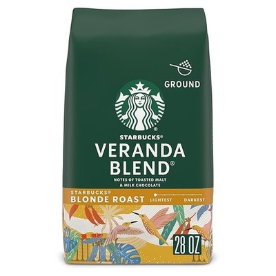 Starbucks Ground Coffee, Starbucks Blonde Roast Hot or Iced Veranda Blend 28 oz