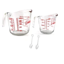 Anchor Hocking 2 Piece Glass Measuring Cup Set 16 oz and 8 oz with Shovel Spoons