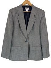 Pendleton Women  s Gray 100 Wool Blazer Sz 16 Lined Career Business Casual