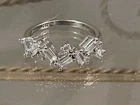 Vintage 925 Sterling Silver Zig Zag Clear  Rhinestones Ring Size 9.25