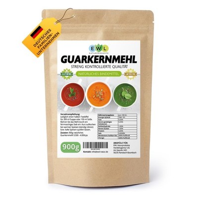 EWL Guar Gum 900g | Thickener E412 | Ice | Pure | Guar Gum | Natural Binding Age