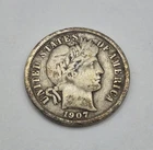 1907-O Barber Dime New Orleans Mint 90% Silver Ten Cent Coin