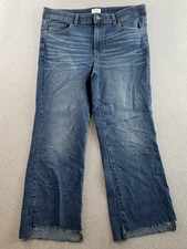 Time and Tru Jeans Women's Sz 14 Blue Wash Stretch Comfort Capri Altered Cuff