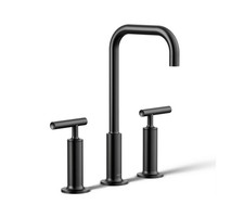 Kohler K-14408-4-BL Purist Widespread Gooseneck Bathroom Faucet, Matte Black