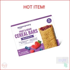 Amazon Grocery, Mixed Berry Fruit & Grain Cereal Bar, 1.3 Oz, 8 Ct (Previously H