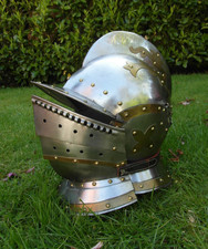 Reproduction Medieval Burgonet Bascinet Tudor / Spanish Style Knight Helmet LARP