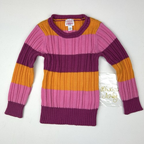 Vintage TCP Childrens Place Toddler Girls Sweater Pink Orange Stripe 3T