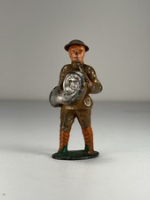 Vintage 1930s Manoil Barclay Lead Toy Soldier French Horn Band WWI Tin Helmet
