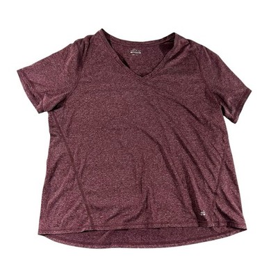 BCG Women s Size 2XL Short Sleeve V-Neck Shirt Heather Maroon Active Semi-Fitted