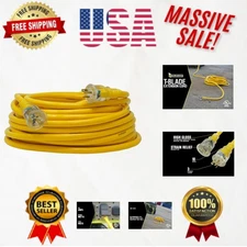 Super Heavy-Duty 100 Ft 10 Gauge Extension Cord - 20 Amp with Lighted T-Blade
