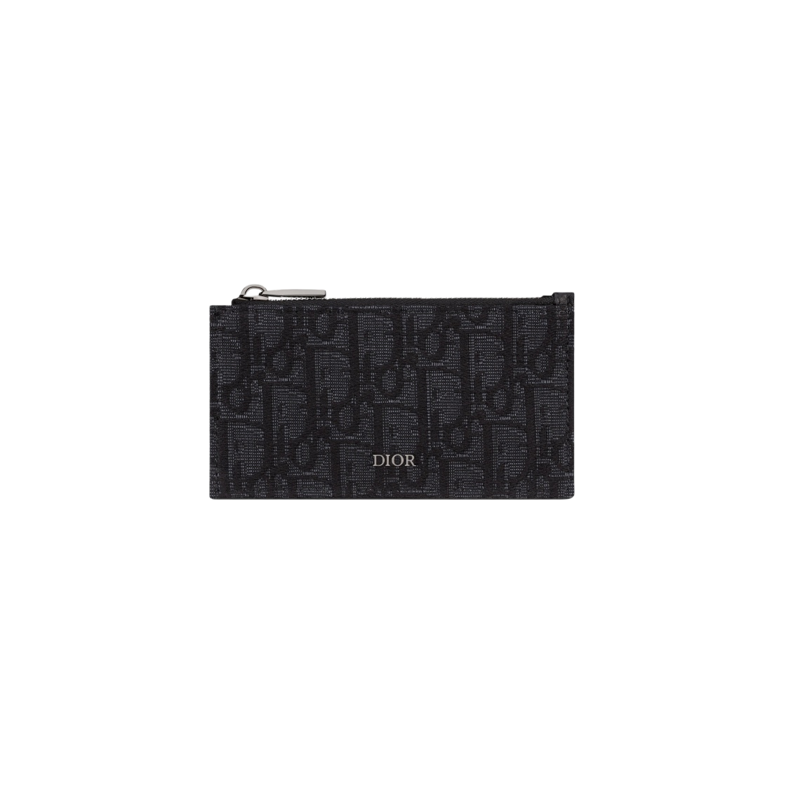 Dior Black Oblique Jacquard Zipped Card Holder in Grained Calfskin-image