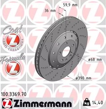Disque de frein (à l'unité) ZIMMERMANN 100.3369.70 AUDI A6 5.0 RS6 quattro