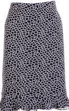 ST.JOHN Women's Knit Tweed Black White Print Skirt Sz 8